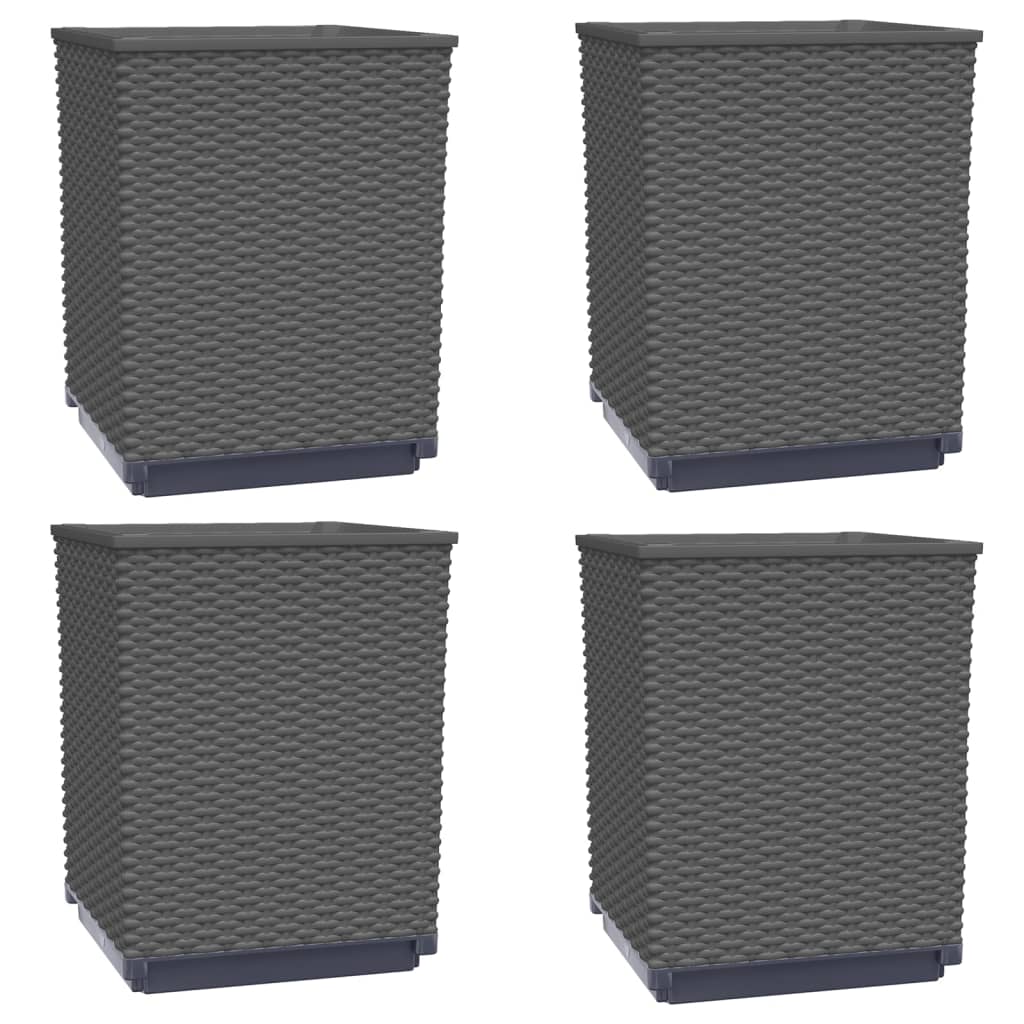 vidaXL Planters 4 pcs Black 30x30x37 cm Polypropylene