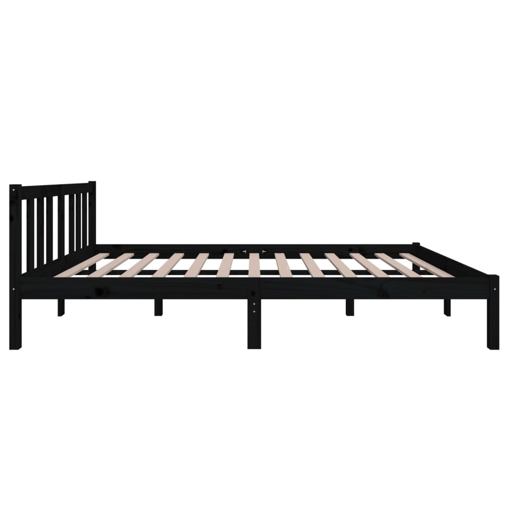 vidaXL Bed Frame without Mattress Black Solid Wood 120x200 cm