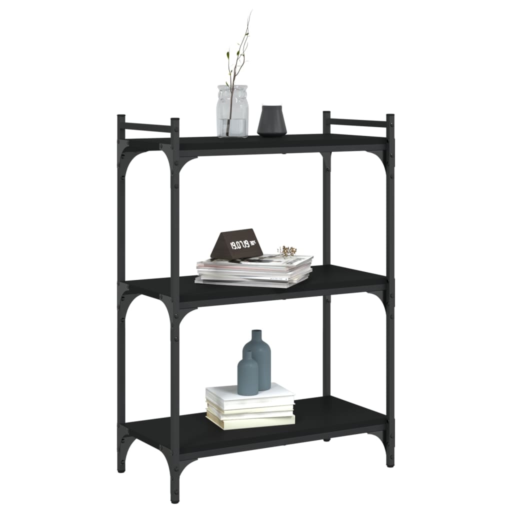 vidaXL Bookcase 3-Tier Black 60x30x86 cm Engineered Wood