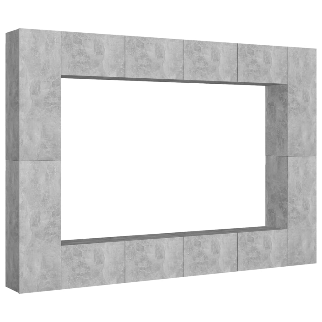 vidaXL 8 Piece TV Cabinet Set Concrete Grey Engineered Wood