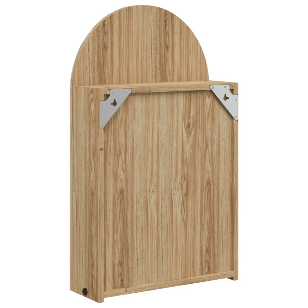 vidaXL Bathroom Mirror Cabinet with LED Light Arched Oak 42x13x70 cm