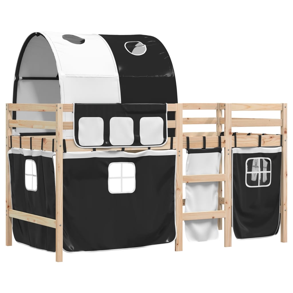 vidaXL Kids' Loft Bed with Tunnel without Mattress White&Black 80x200 cm