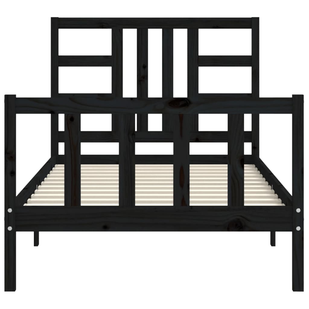 vidaXL Bed Frame without Mattress Black 90x200 cm Solid Wood Pine