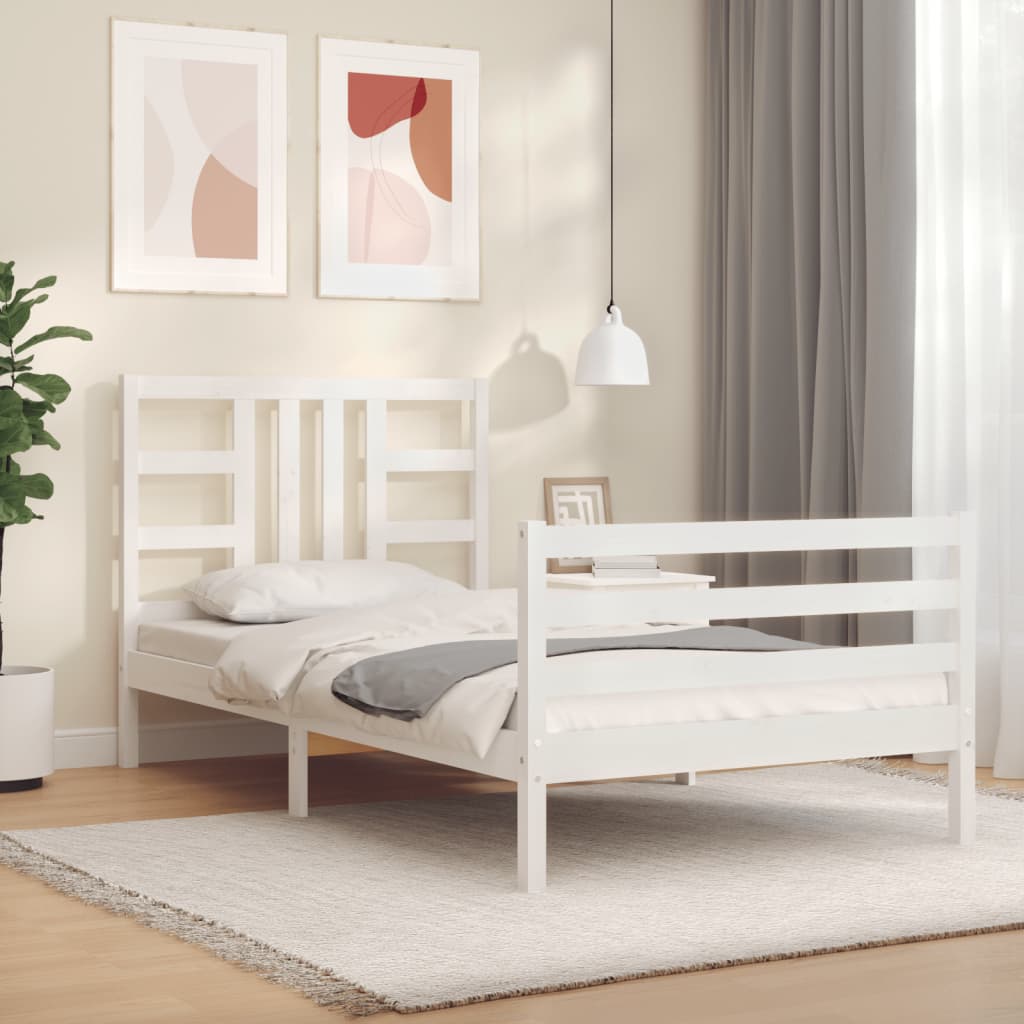 vidaXL Bed Frame without Mattress White 90x200 cm Solid Wood Pine