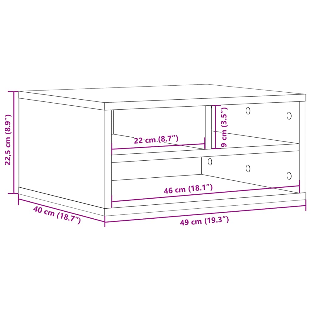 vidaXL Printer Stand Concrete Grey 49x40x22,5 cm Engineered Wood