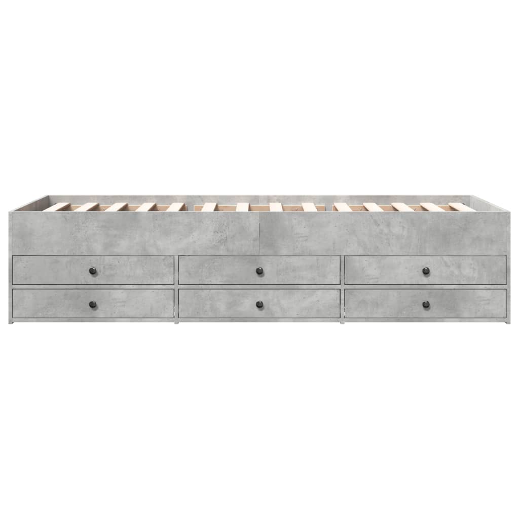 vidaXL Daybed with Drawers without Mattress Concrete Grey 75x190 cm Small Single