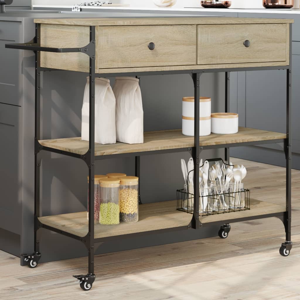 vidaXL Kitchen Trolley Sonoma Oak 105x42x95 cm Engineered Wood