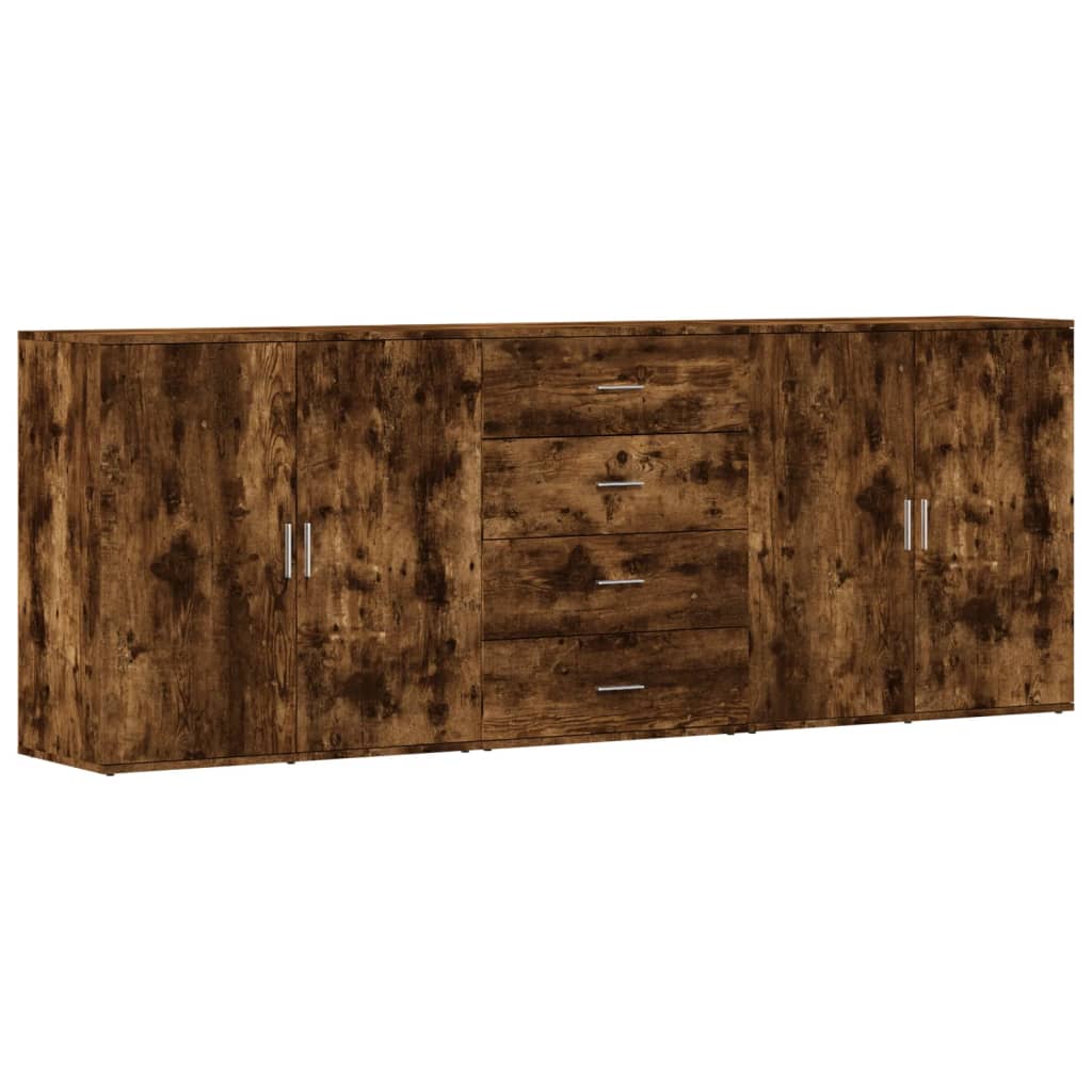 vidaXL Sideboards 3 pcs Smoked Oak Engineered Wood