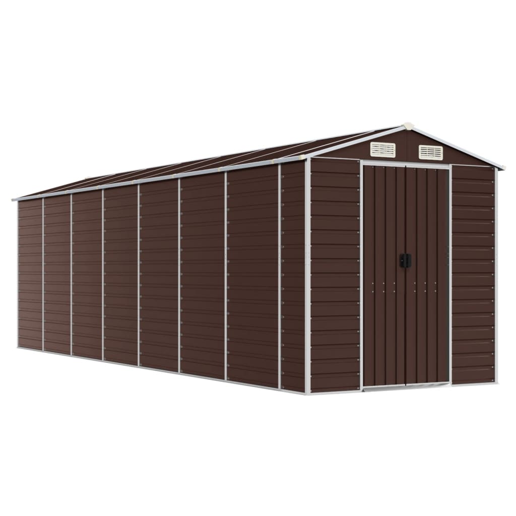 vidaXL Garden Shed Brown 191x640x198 cm Galvanised Steel