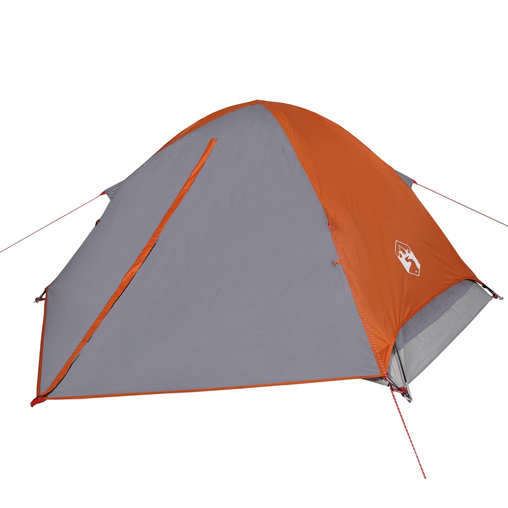 vidaXL Camping Tent Dome 2-Person Grey and Orange Waterproof