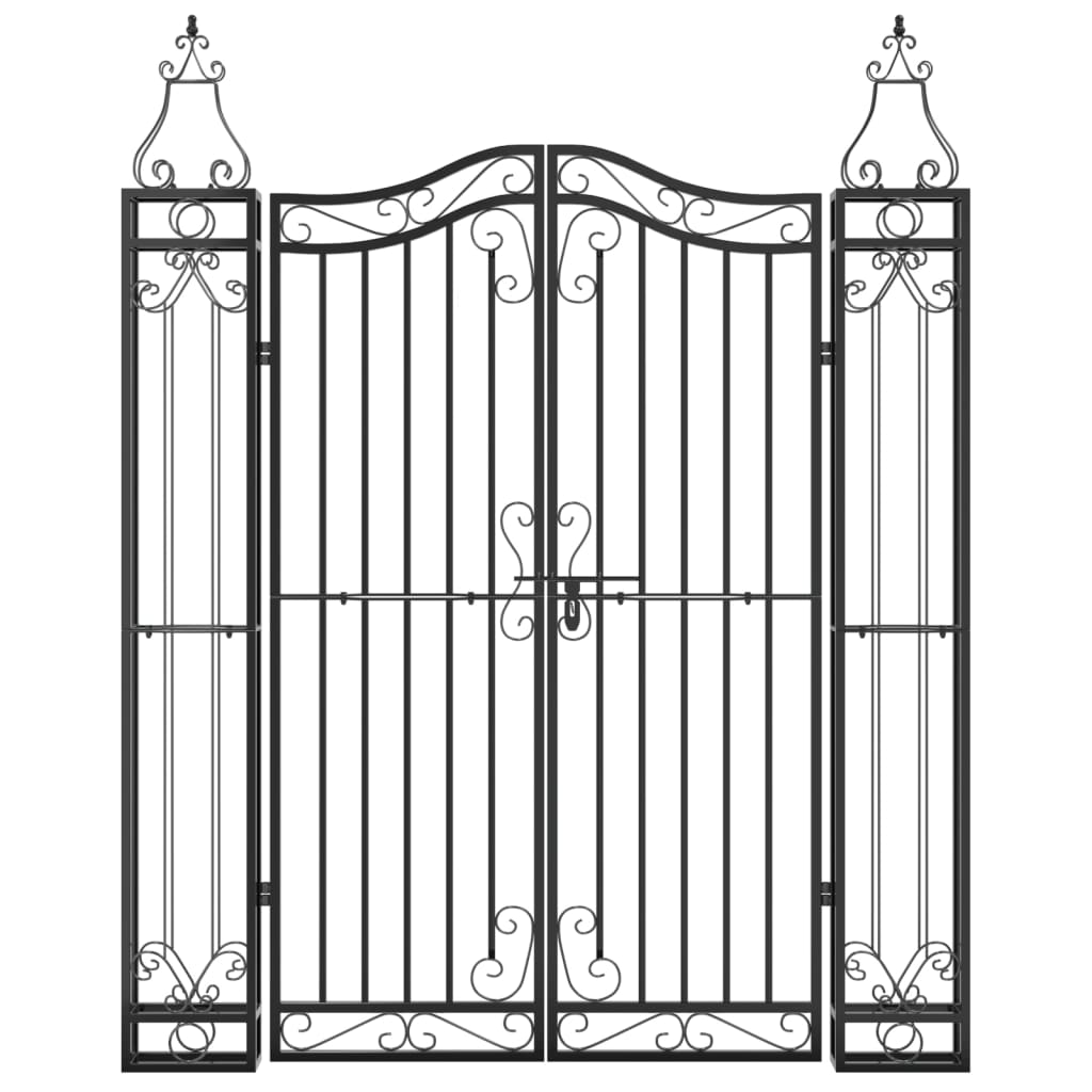 vidaXL Garden Gate Black 121x8x150 cm Wrought Iron