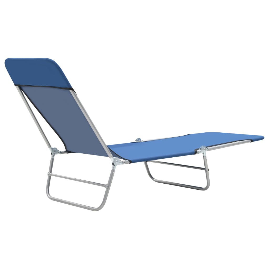 vidaXL Folding Sun Loungers 2 pcs Steel and Fabric Blue