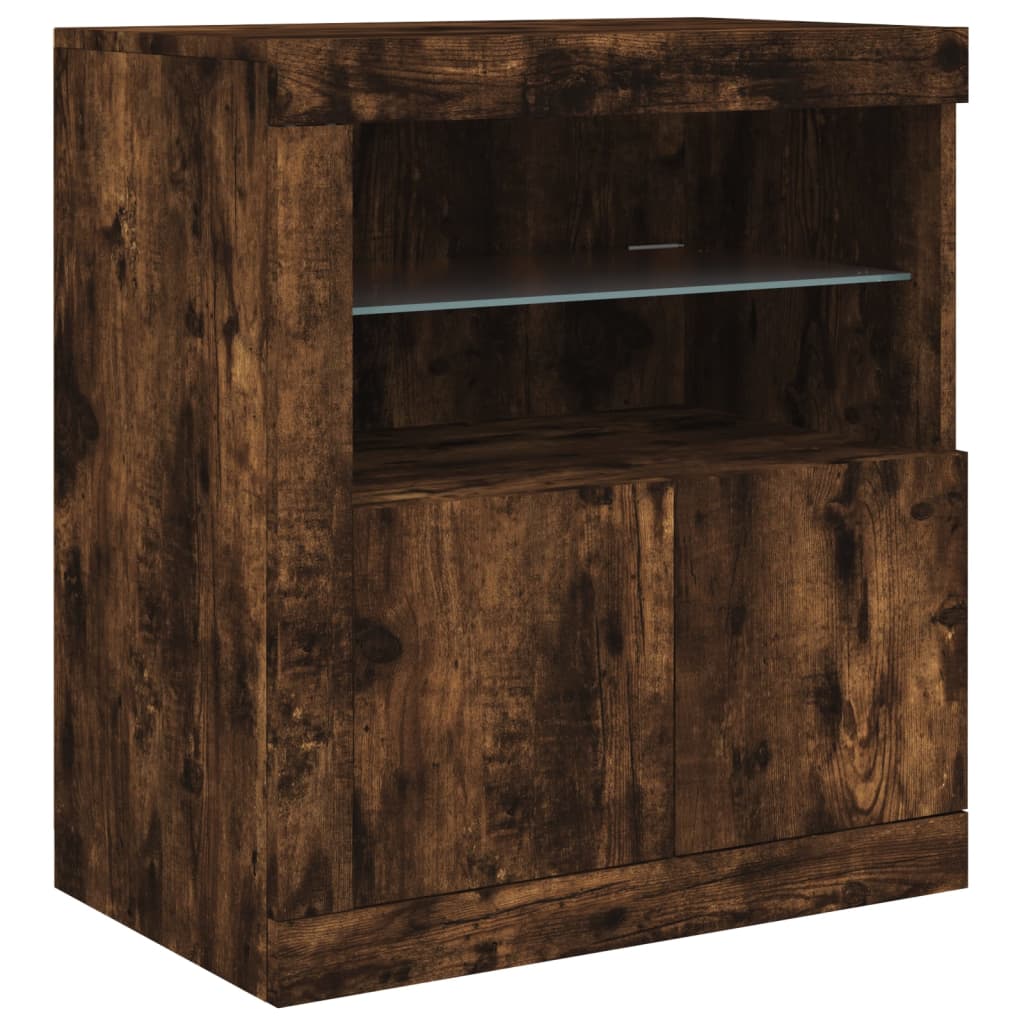 vidaXL Sideboard with LED Lights Smoked Oak 283x37x67 cm