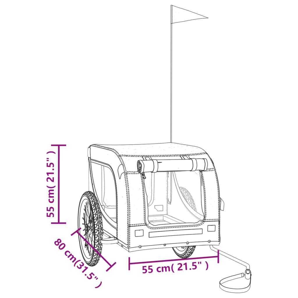 vidaXL Pet Bike Trailer Orange and Black Oxford Fabric and Iron