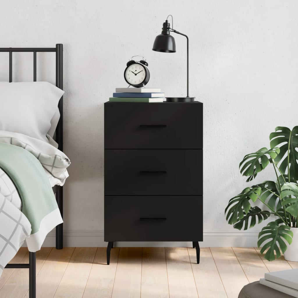 vidaXL Bedside Cabinet Black 40x40x66 cm Engineered Wood