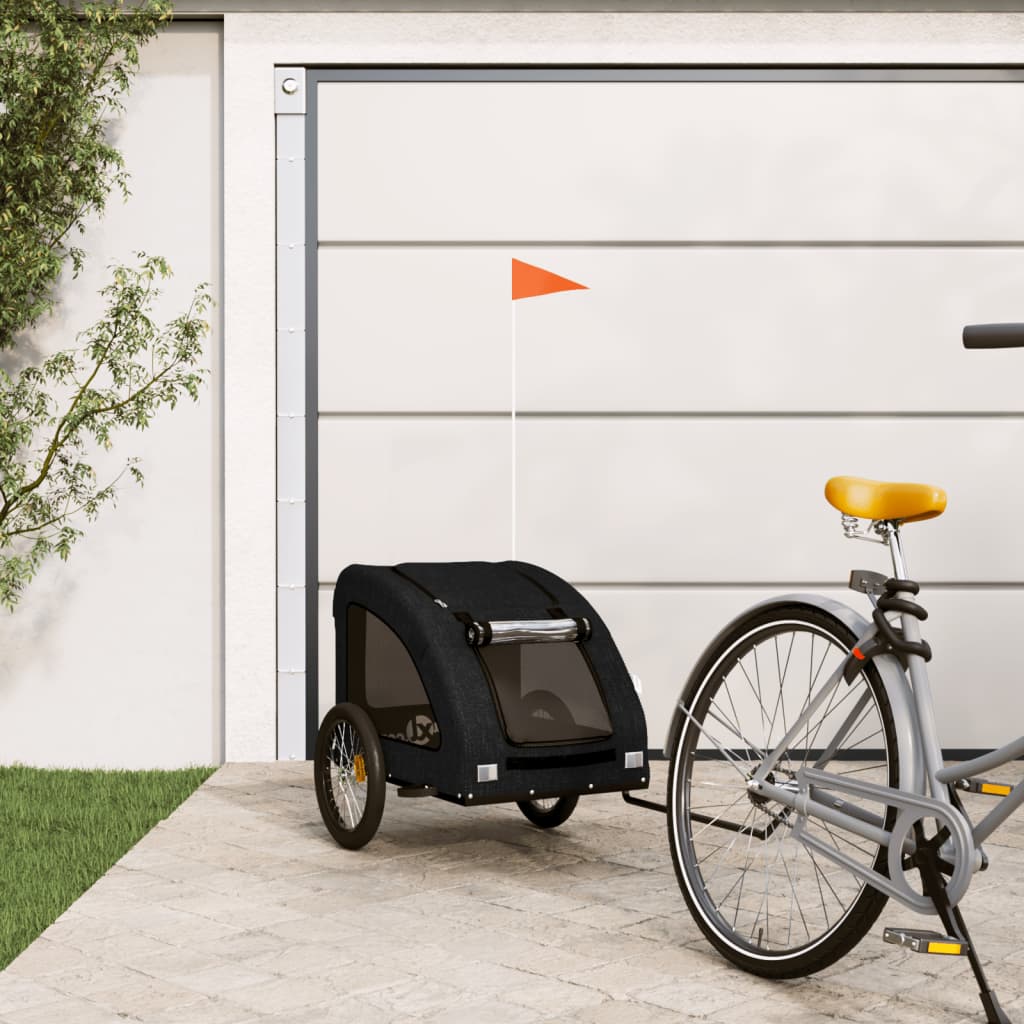 vidaXL Pet Bike Trailer Black Oxford Fabric and Iron