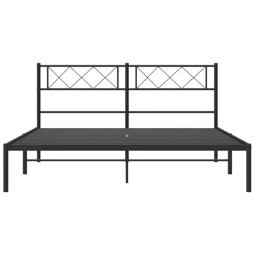 vidaXL Metal Bed Frame without Mattress with Headboard Black 120x190 cm Small Double