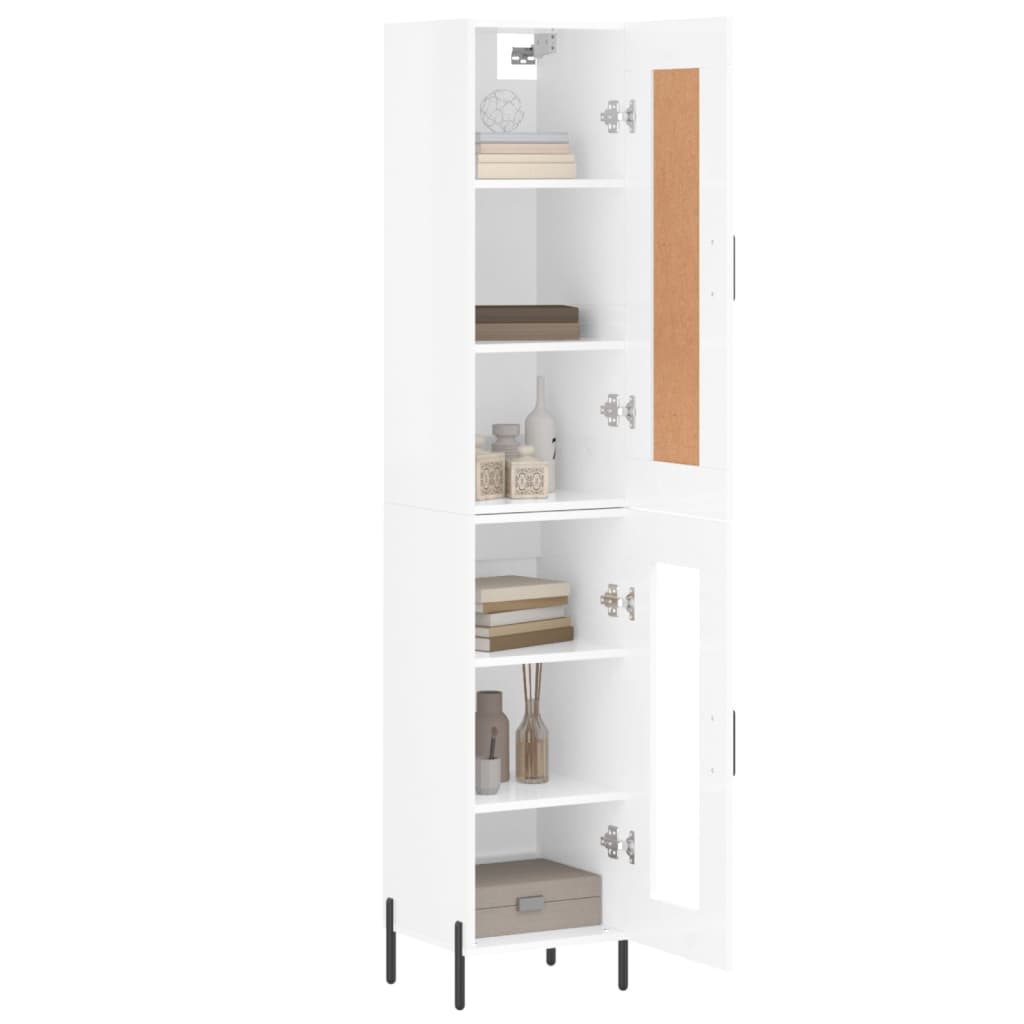 vidaXL Highboard High Gloss White 34.5x34x180 cm Engineered Wood