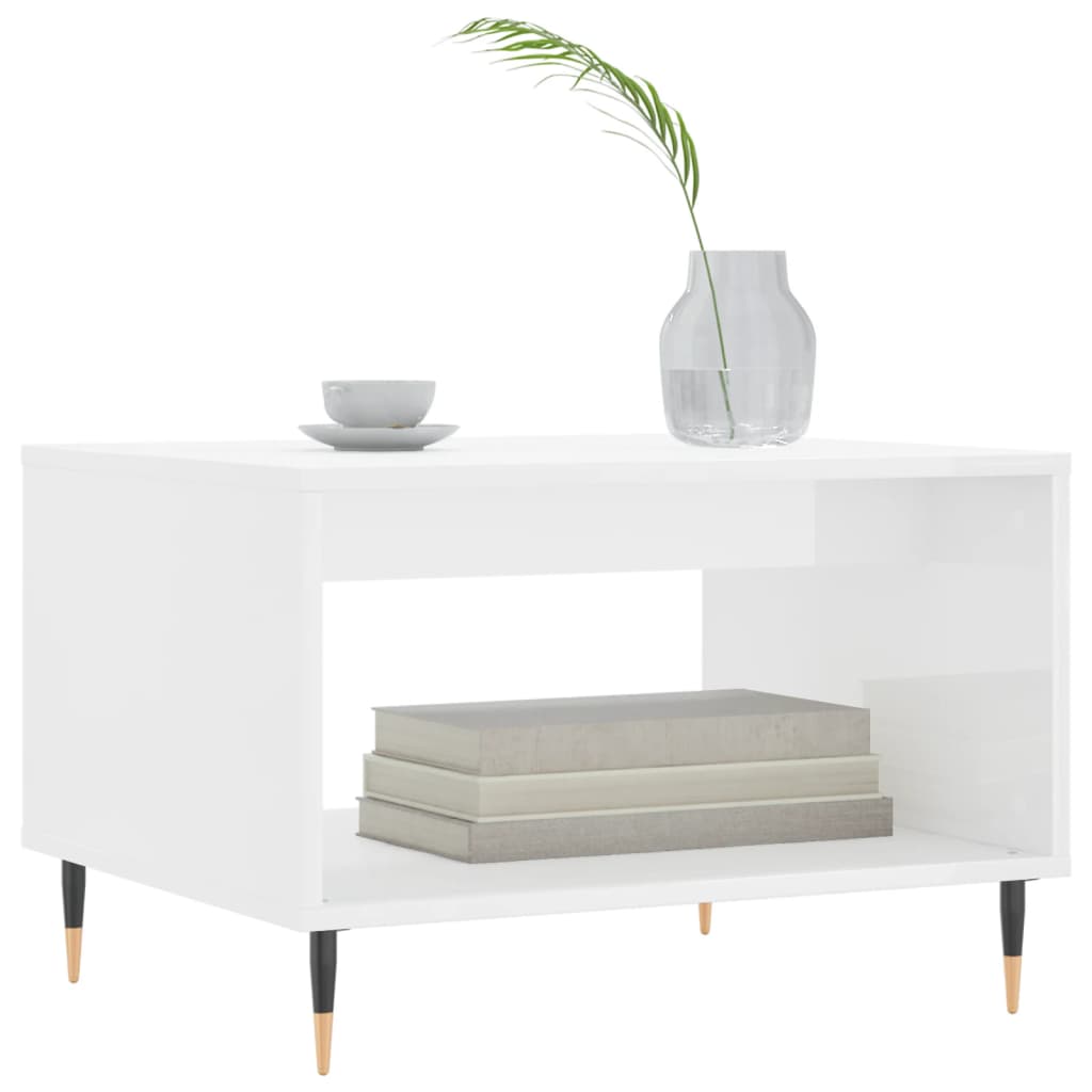 vidaXL Coffee Table High Gloss White 60x50x40 cm Engineered Wood