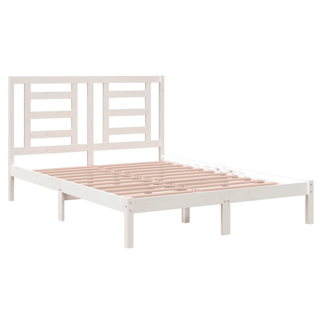 vidaXL Bed Frame without Mattress White 150x200 cm King Size Solid Wood Pine