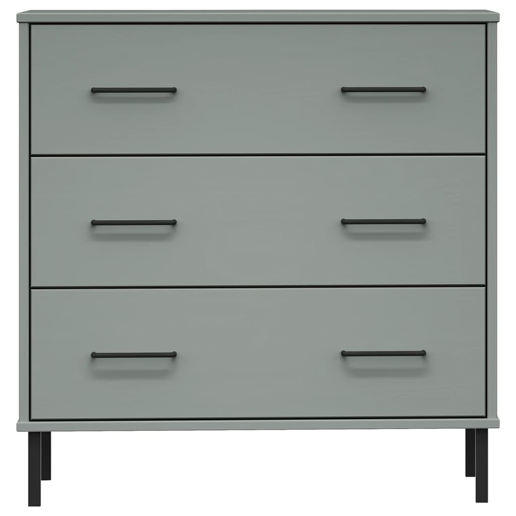 vidaXL Sideboard with 3 Drawers Grey 77x40x79.5 cm Solid Wood OSLO