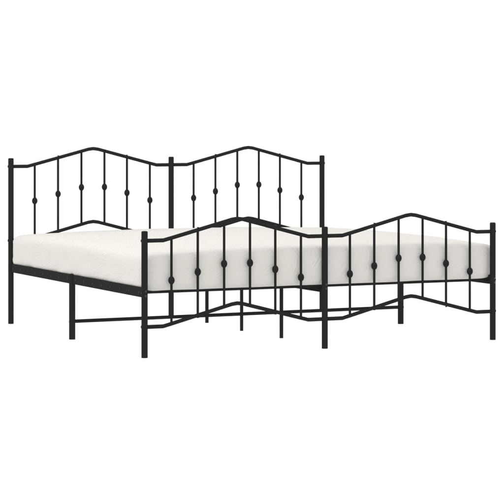 vidaXL Metal Bed Frame without Mattress with Footboard Black 193x203 cm