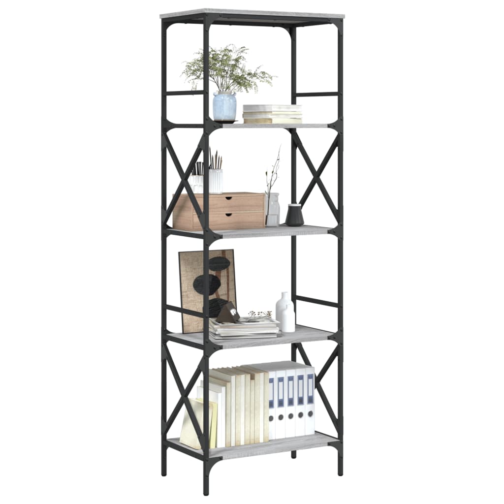 vidaXL Bookcase 5-Tier Grey Sonoma 59x35x171 cm Engineered Wood