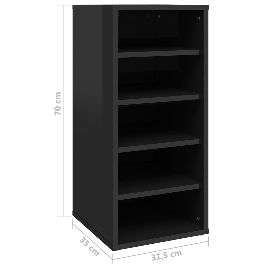 vidaXL Shoe Cabinets 2 pcs High Gloss Black 31.5x35x70 cm Engineered Wood