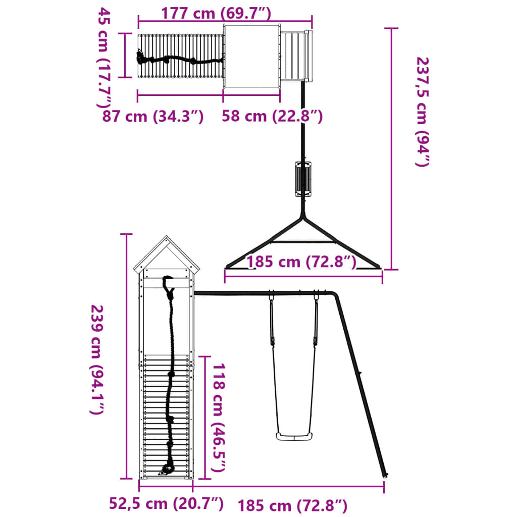 vidaXL Outdoor Playset Impregnated Wood Pine