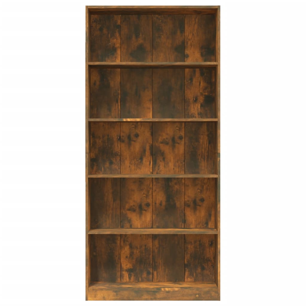 vidaXL 5-Tier Book Cabinet Smoked Oak 80x24x175 cm Engineered Wood