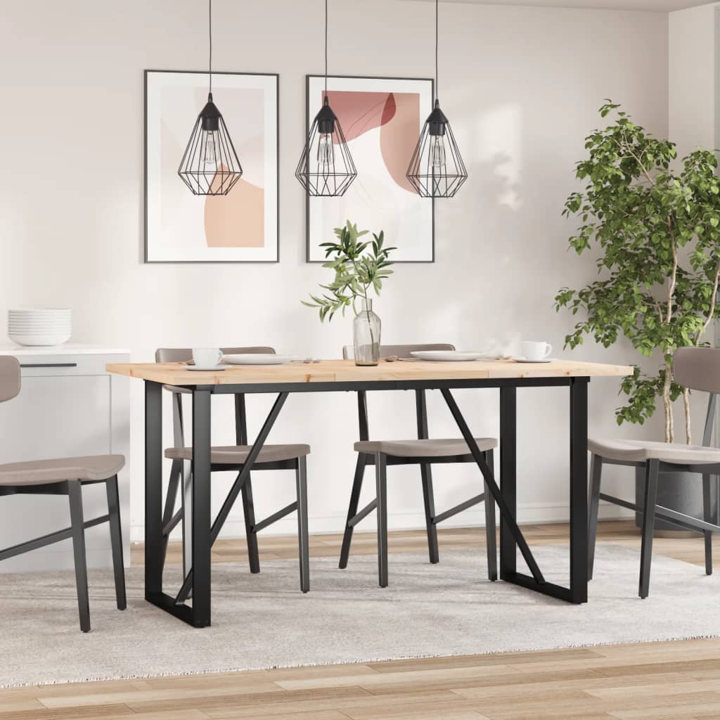 vidaXL Dining Table O-Frame 160x80x75.5 cm Solid Wood Pine and Cast Iron