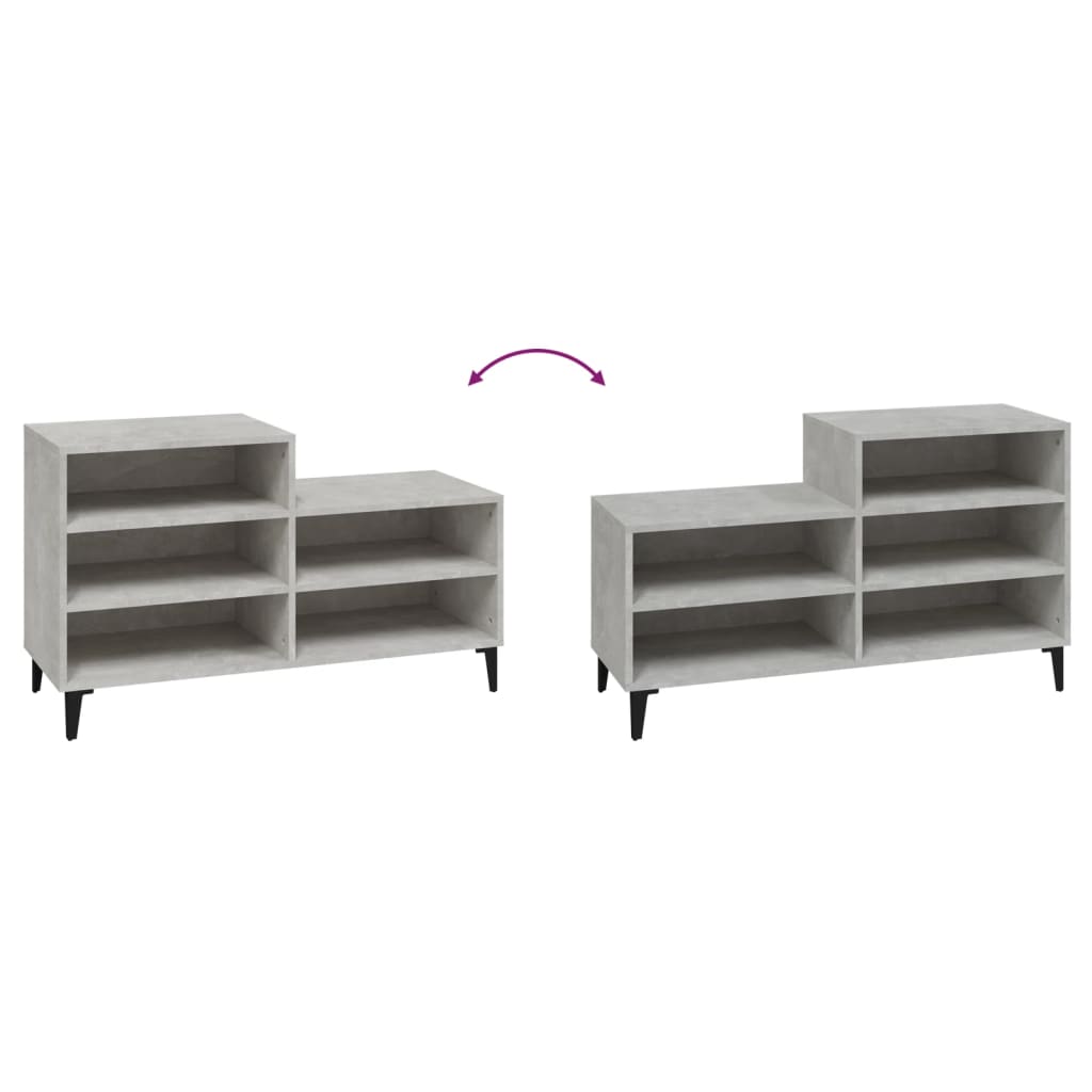 vidaXL Shoe Cabinet Concrete Grey 102x36x60 cm Engineered Wood