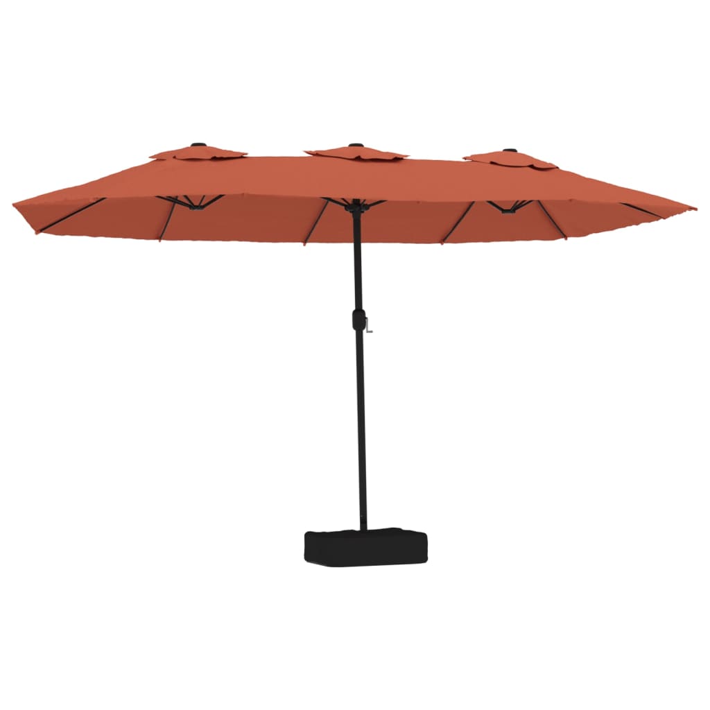 vidaXL Double-Head Garden Parasol with LEDs Terracotta 449x245 cm