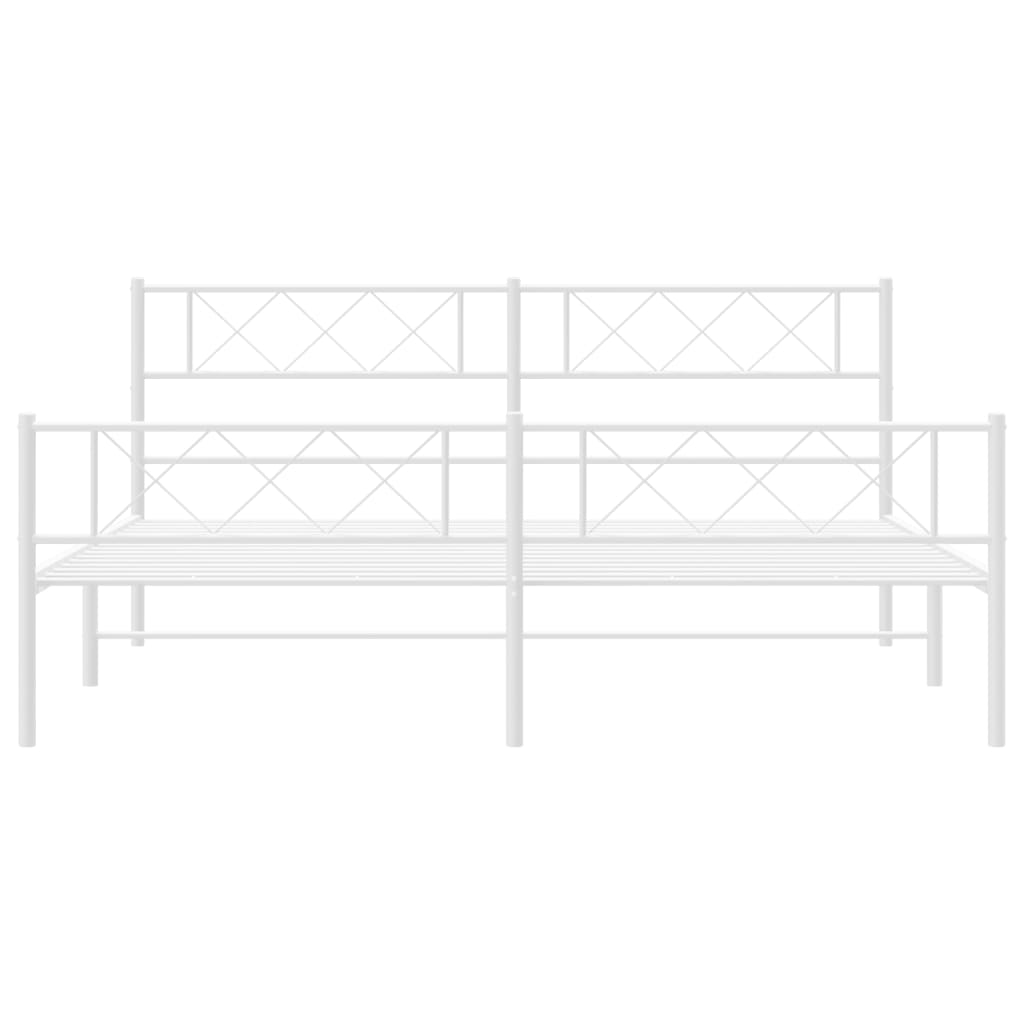 vidaXL Metal Bed Frame without Mattress with Footboard White 193x203 cm