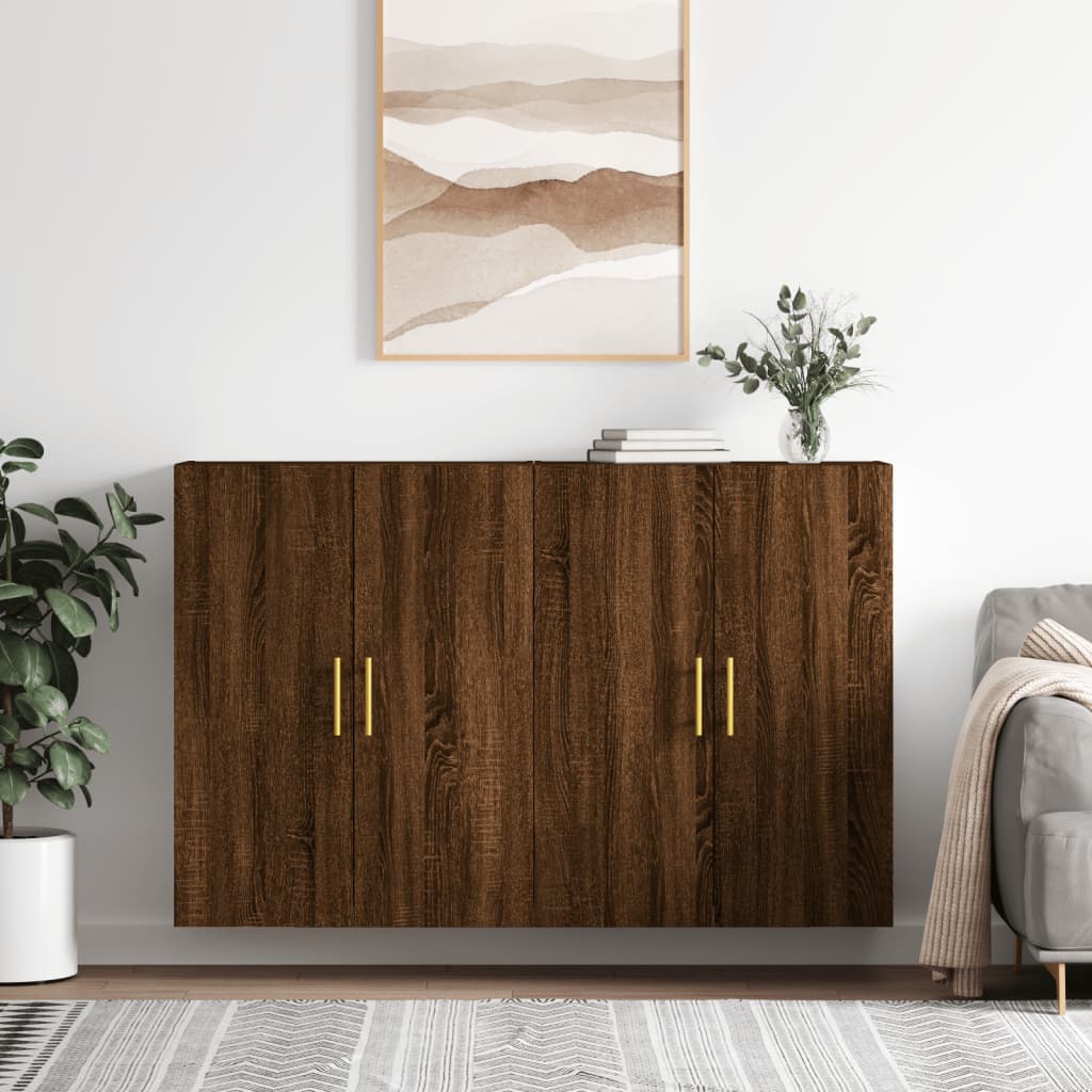 vidaXL Wall Mounted Cabinets 2 pcs Brown Oak 69.5x34x90 cm