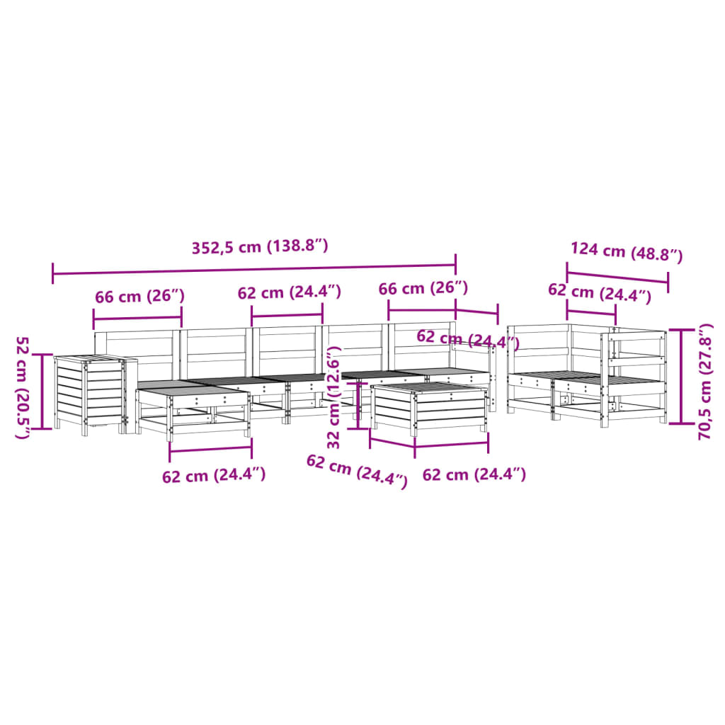 vidaXL 7 Piece Garden Sofa Set Impregnated Wood Pine