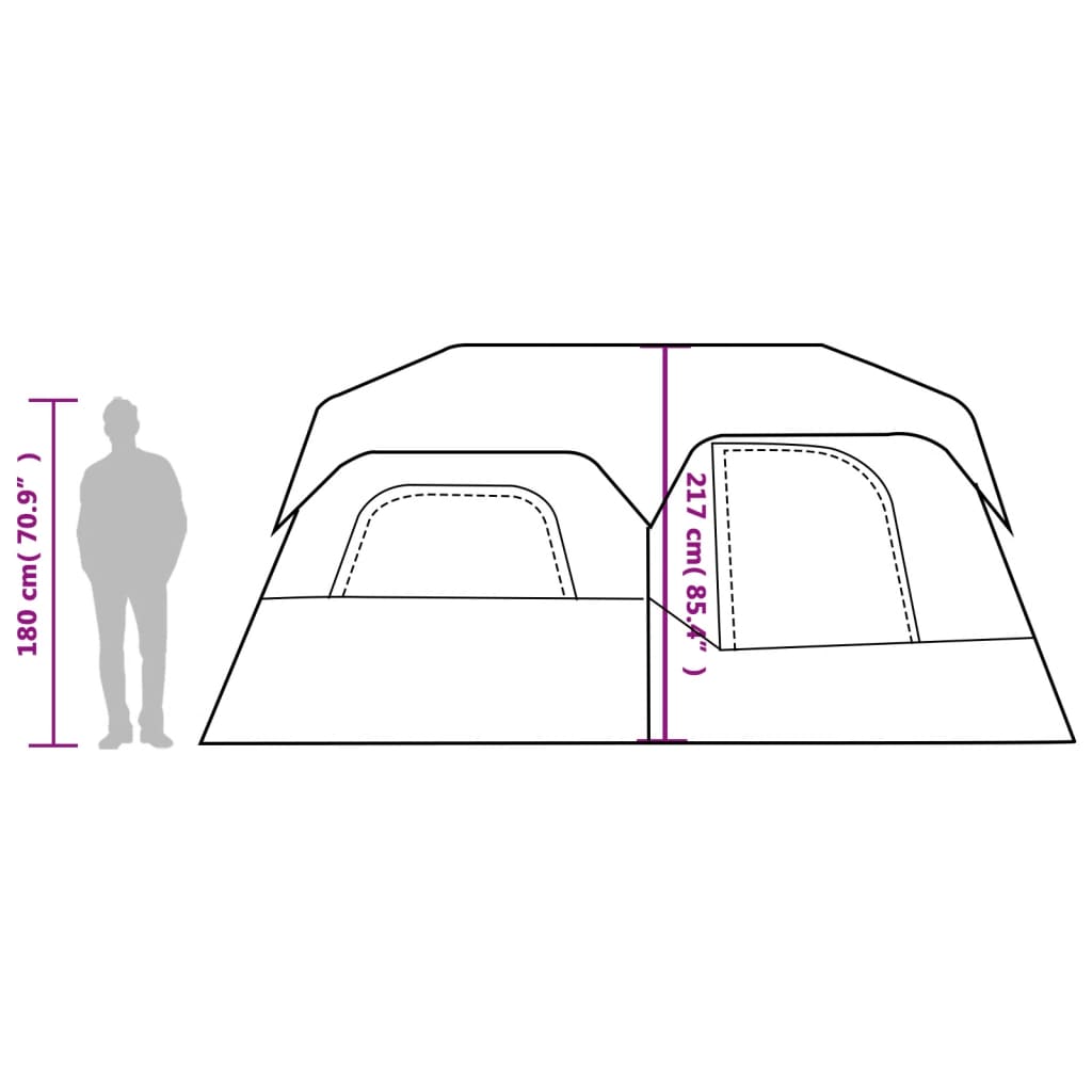 vidaXL Family Tent 9-Person Grey and Orange Quick Release Waterproof