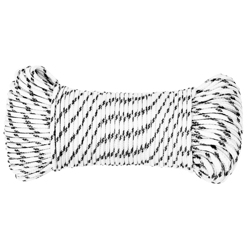 vidaXL Braided Boat Rope White 3 mmx500 m Polyester