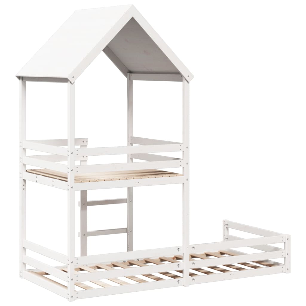 vidaXL Bunk Bed with Roof White 80x200 cm Solid Wood Pine