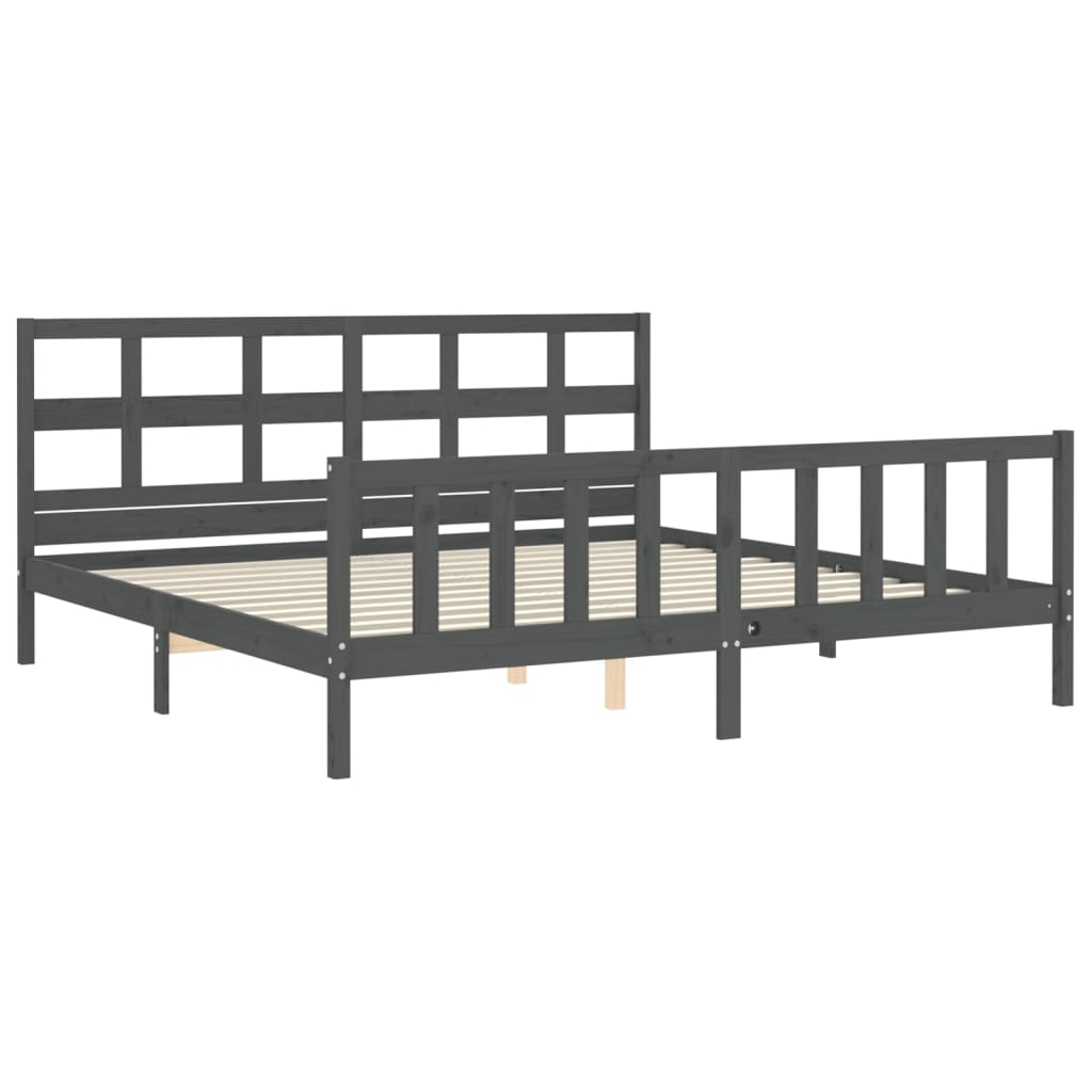 vidaXL Bed Frame without Mattress Grey 200x200 cm Solid Wood Pine