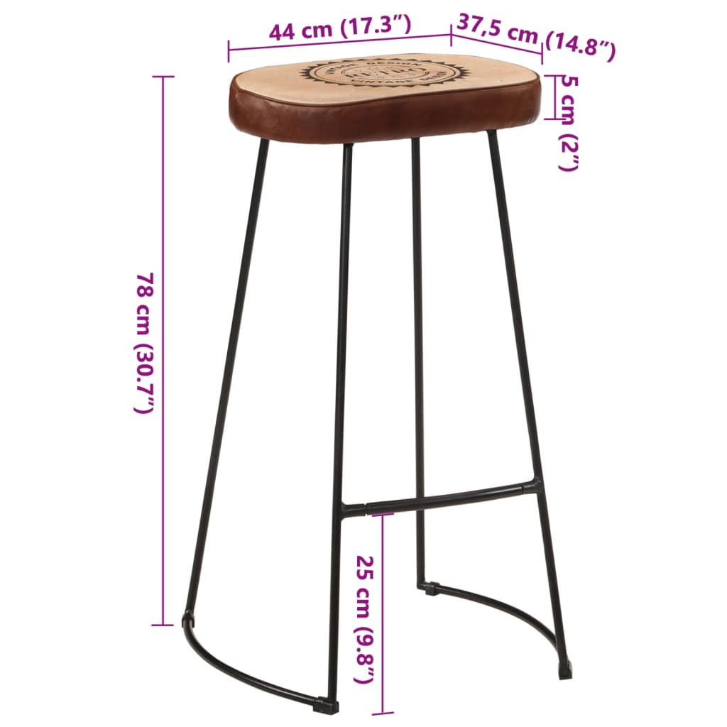 vidaXL Bar Stools 2 pcs Dark Brown 44x37.5x78 cm