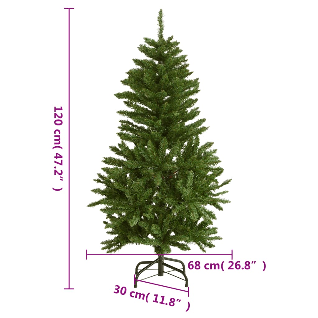 vidaXL Artificial Hinged Christmas Tree 150 LEDs & Ball Set 120 cm