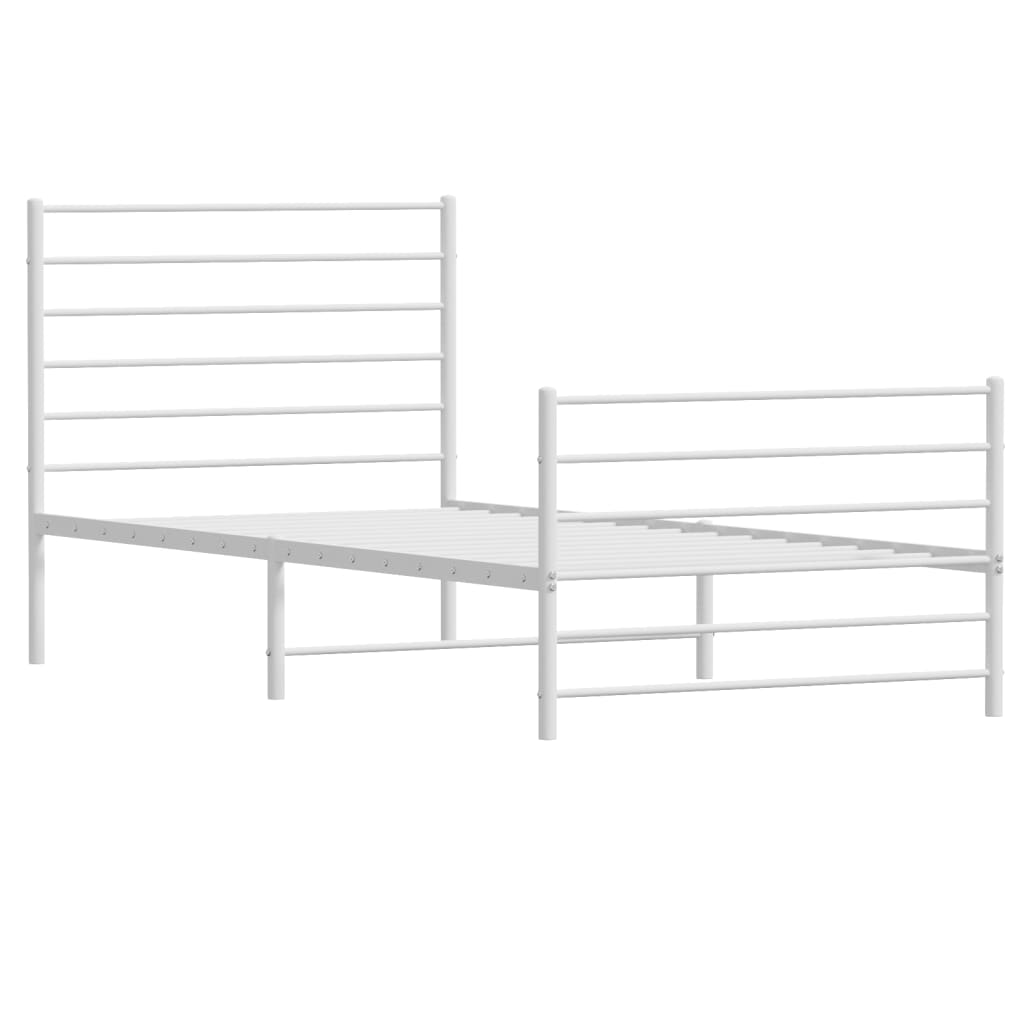 vidaXL Metal Bed Frame without Mattress with Footboard White 90x200 cm