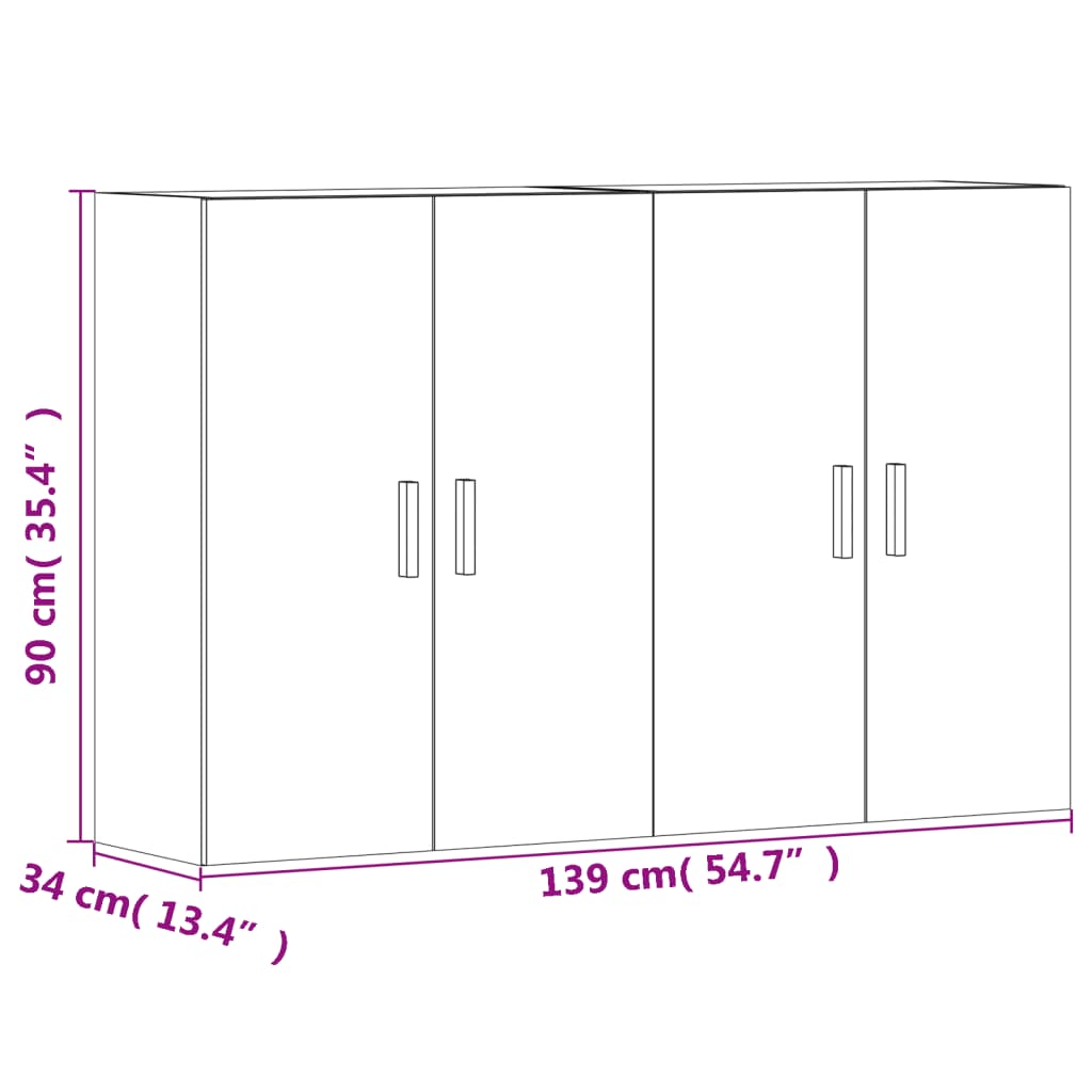 vidaXL Wall Mounted Cabinets 2 pcs High Gloss White Engineered Wood