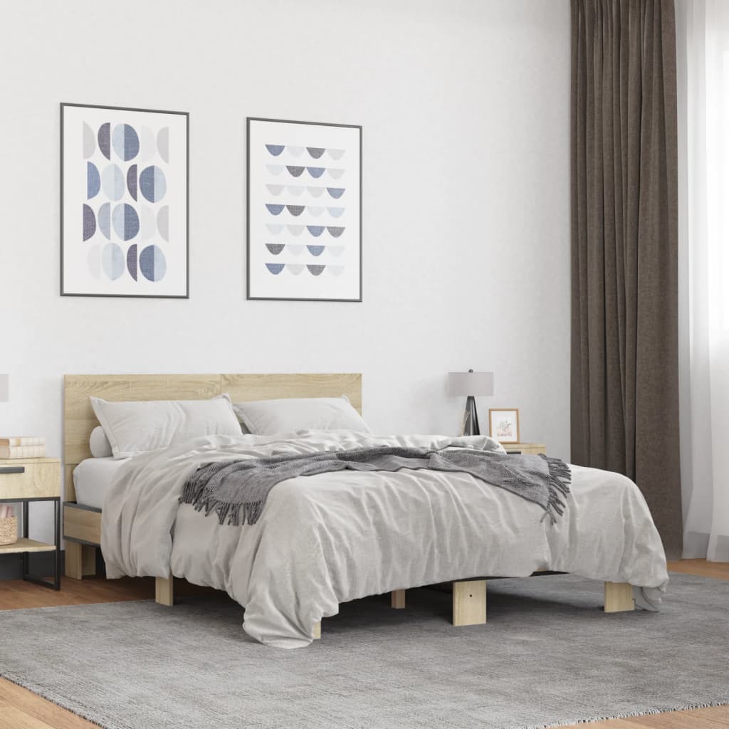 vidaXL Bed Frame without Mattress Sonoma Oak 120x190 cm Small Double