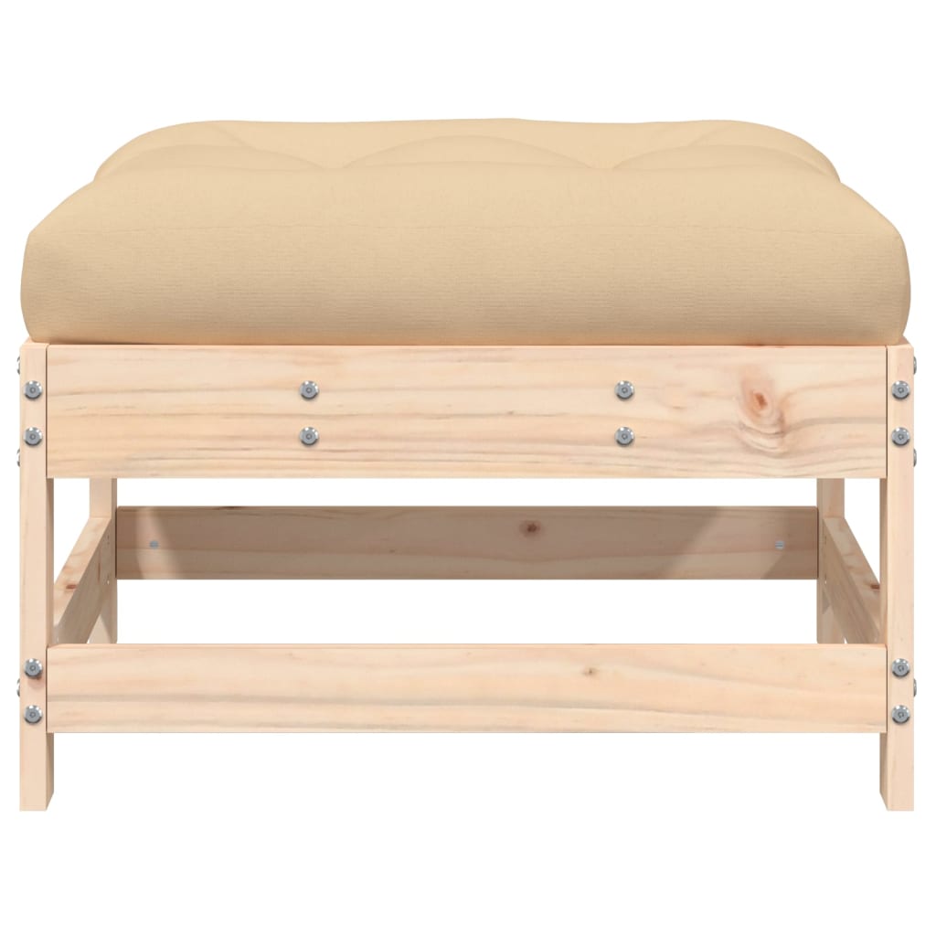 vidaXL Garden Footstool with Cushion Solid Wood Pine