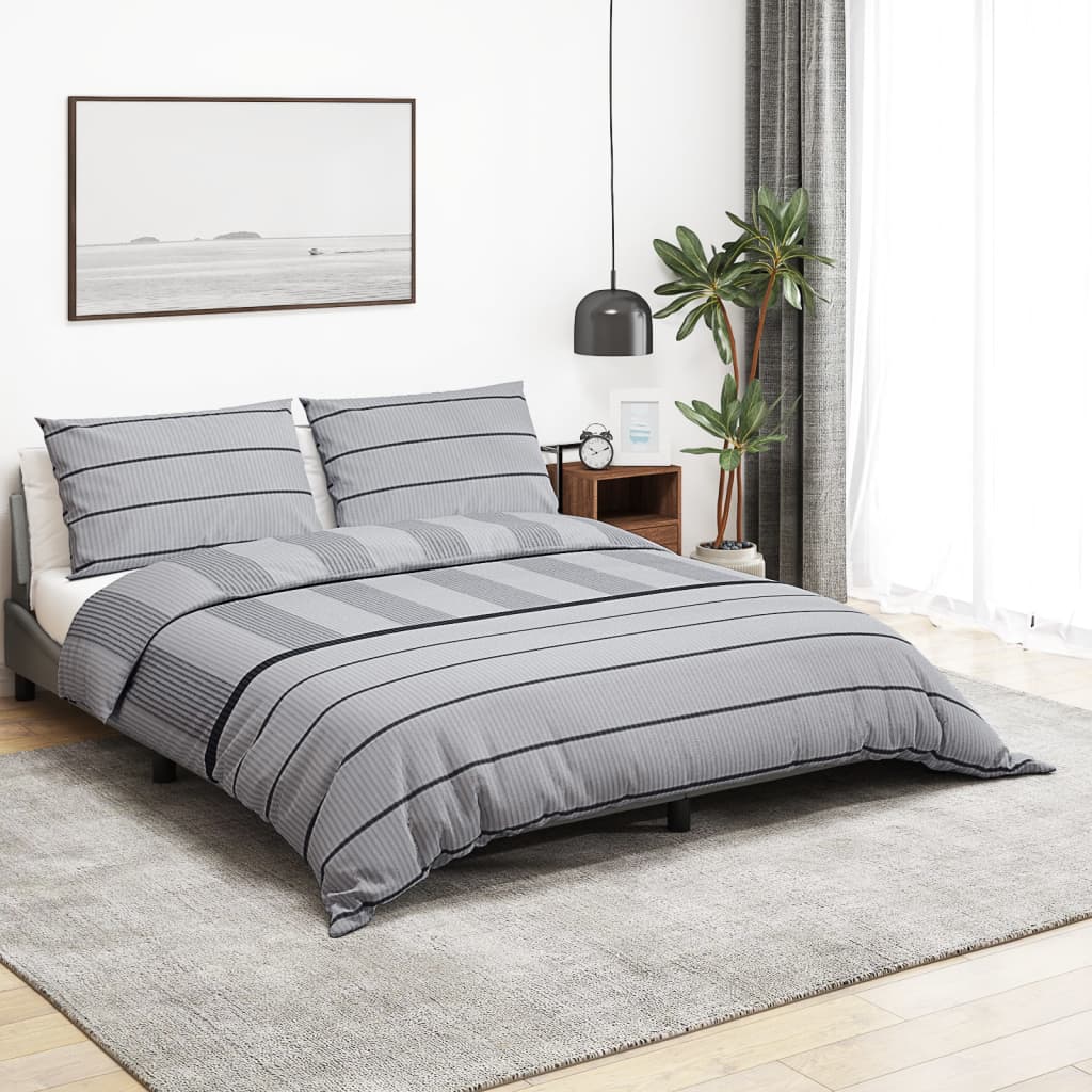 vidaXL Duvet Cover Set Grey 200x200 cm Cotton