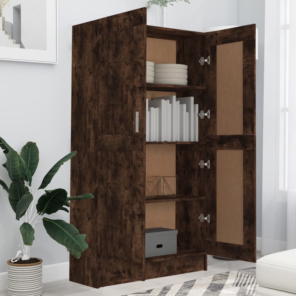 vidaXL Book Cabinet Smoked Oak 82.5x30.5x150 cm Engineered Wood