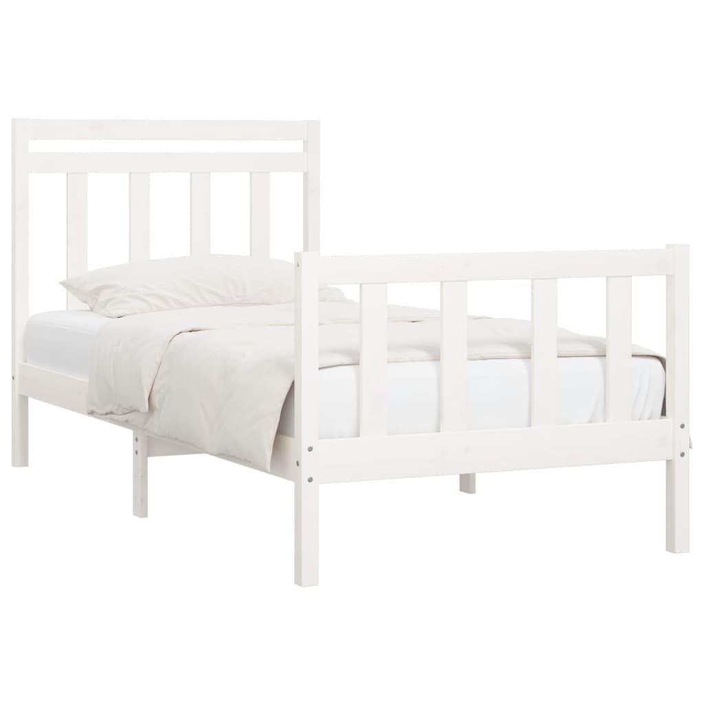 vidaXL Bed Frame without Mattress White Solid Wood Pine 100x200 cm