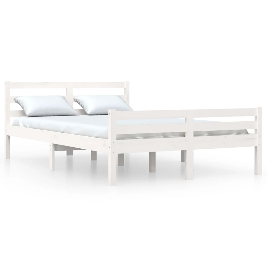 vidaXL Bed Frame without Mattress White Solid Wood 140x190 cm